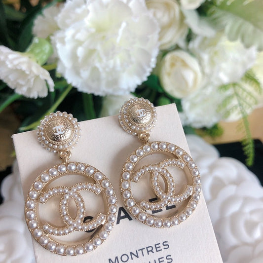 2025 Luxury Pearl Big Circle Pendant Earrings