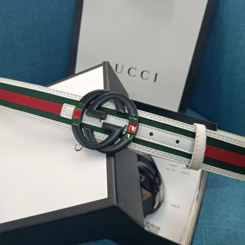 2025 3 Colors Double G Stripe Leather Belt