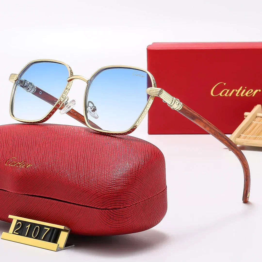 2025 Square Fashion Wooden Frame Sunglasses 2107