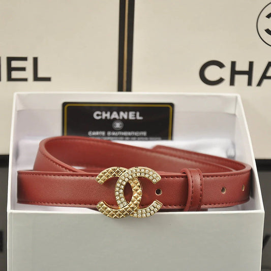 2025 4 Colors fashion double C half rhinestone belt