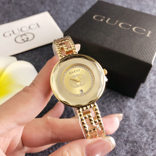 Fashionable full-brand watches, 32mm, crystal, exquisite bracelet style, steel strap, quartz luxury watch for young women and girls.
