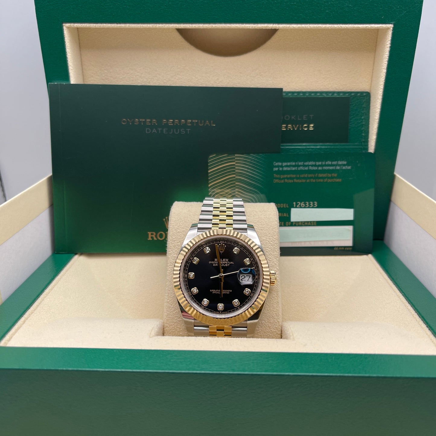 2025 Watch Datejust 126333 Yellow Gold & Stainless Steel Black Diamond Dial Jubilee