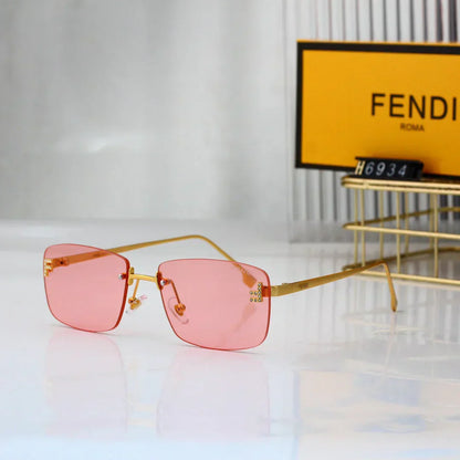 2025 Diamond-studded square frameless sunglasses