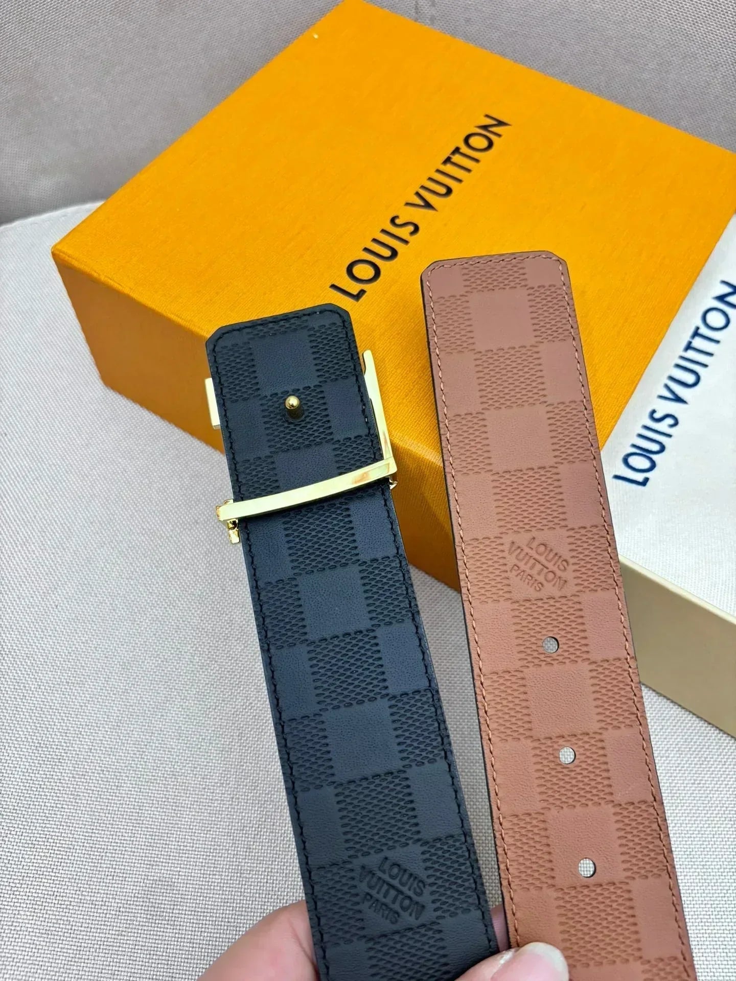 2025 belt Double-sided cowhide leather for men Belt width 4.0 CM