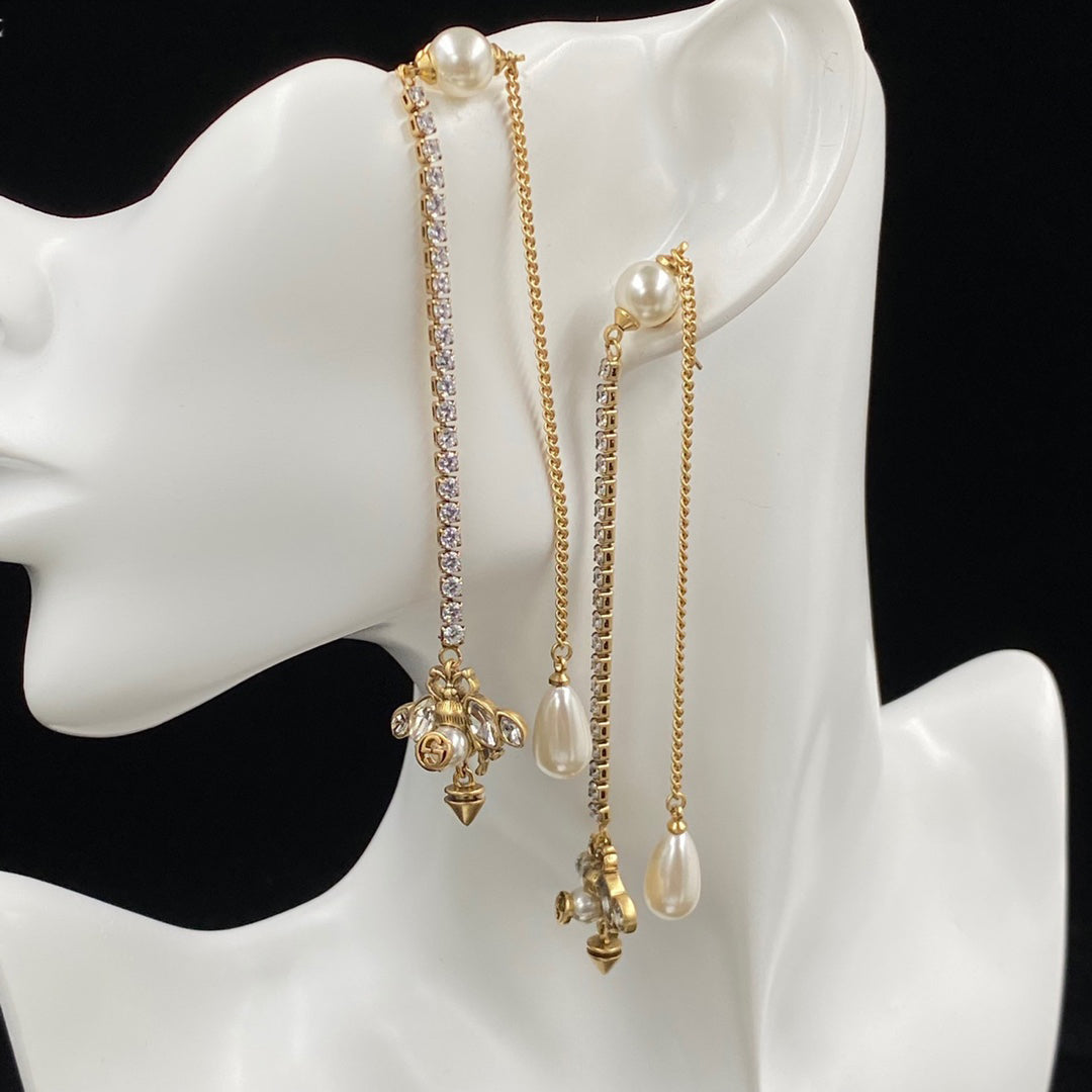 2025 Fashion Bee Pearl Chain Earrings