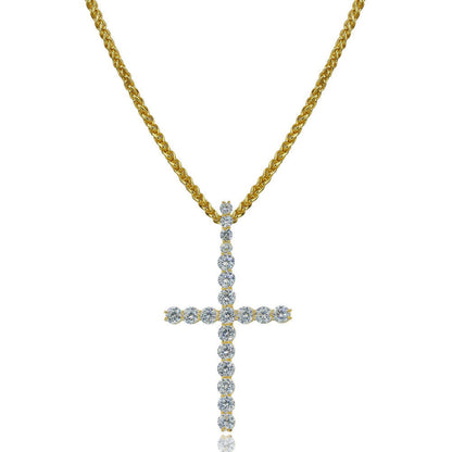 2025 Micro Paved Zircon Hip Hop Anka Key Cross Hip Hop Pendant Necklace