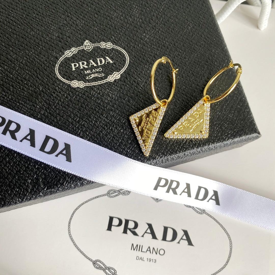 2025 Gold Triangle Diamond Earrings