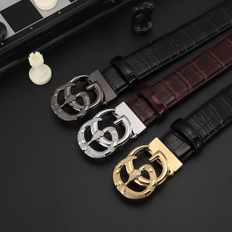 2025 3 Colors  printed letter leather belt