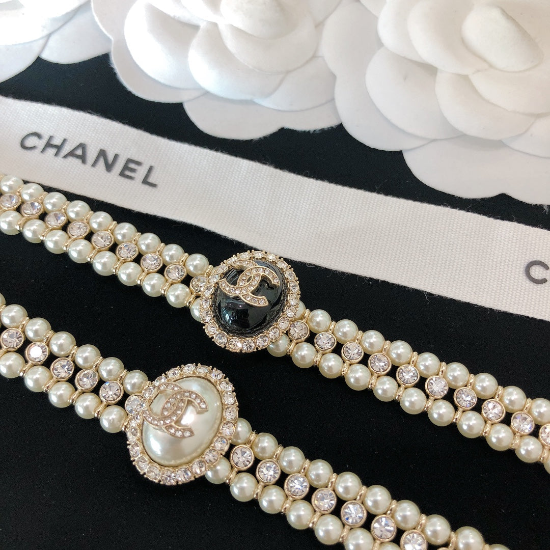 2025 Fashion Alphabet Rhinestone Pearl Necklace