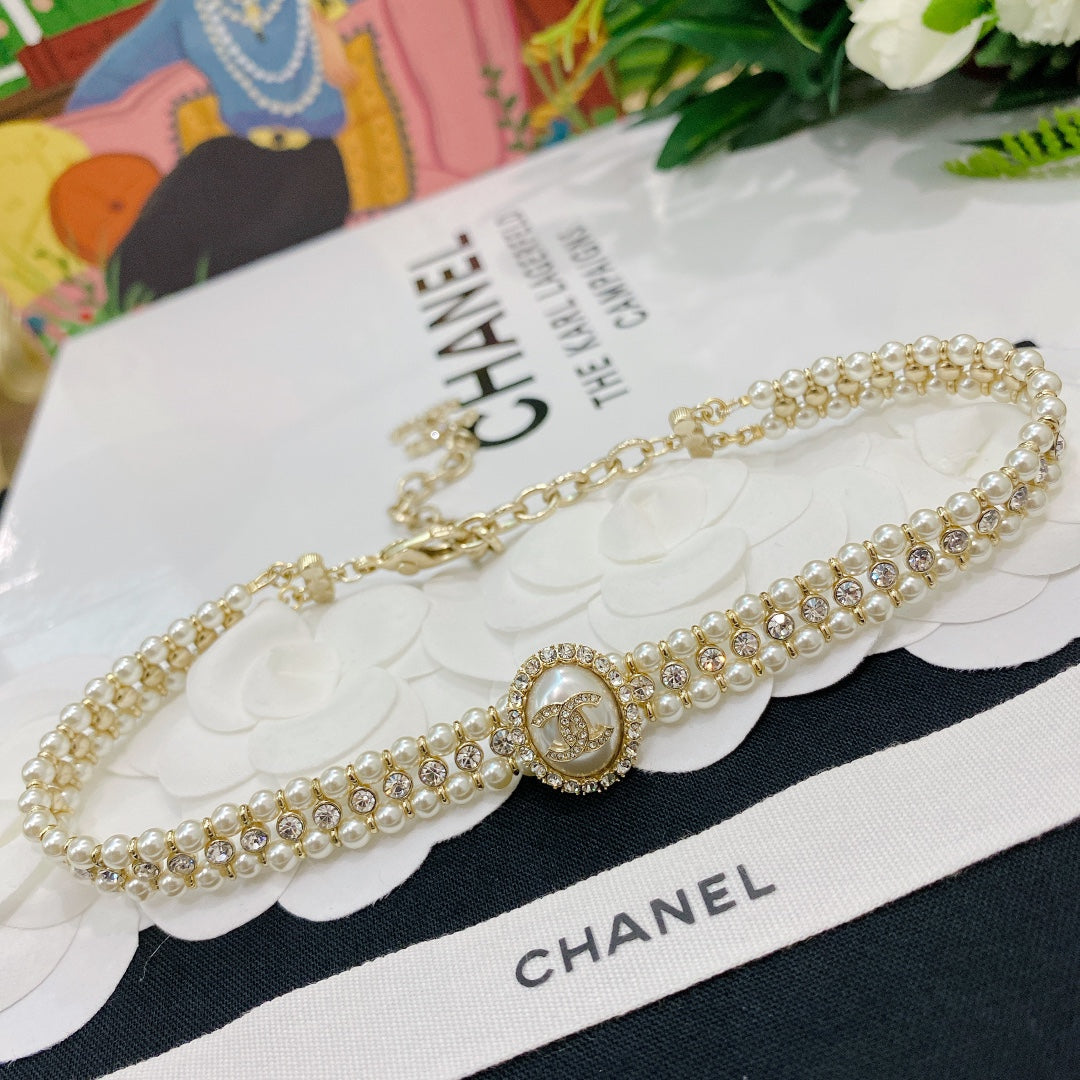 2025 Fashion Alphabet Rhinestone Pearl Necklace