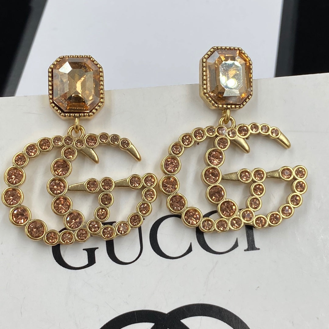 2025 Fashion Double Rhinestone Pendant Earrings