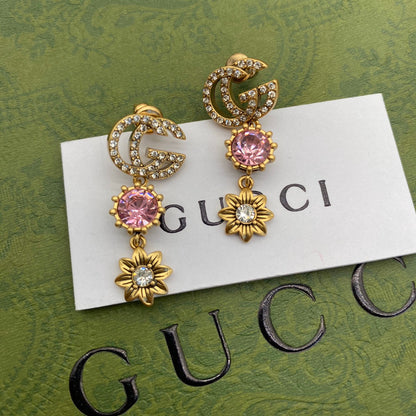 2025 Fashion Double Flower Pendant Earrings