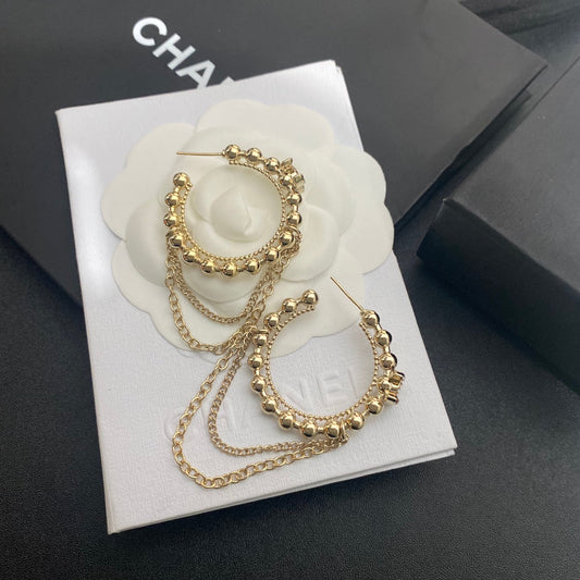 2025 Fashion double chain pendant earrings
