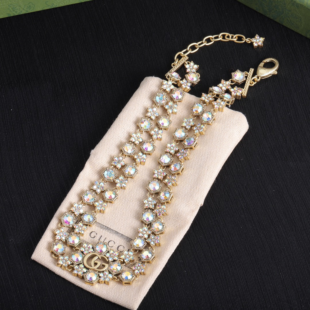 2025 Fashion CC Rhinestone Charm Necklace
