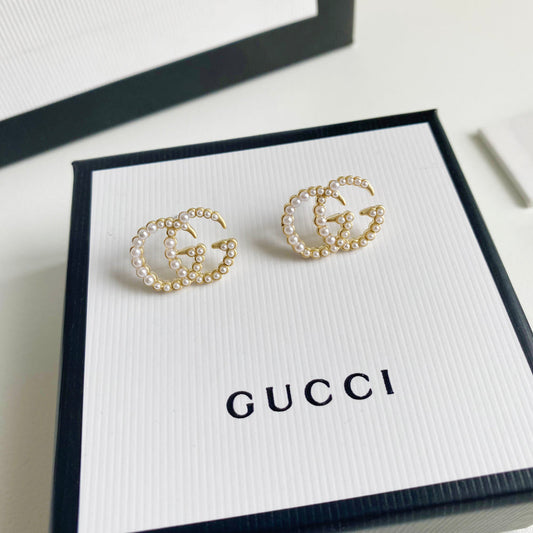 2025 Double G Pearl Stud Earrings