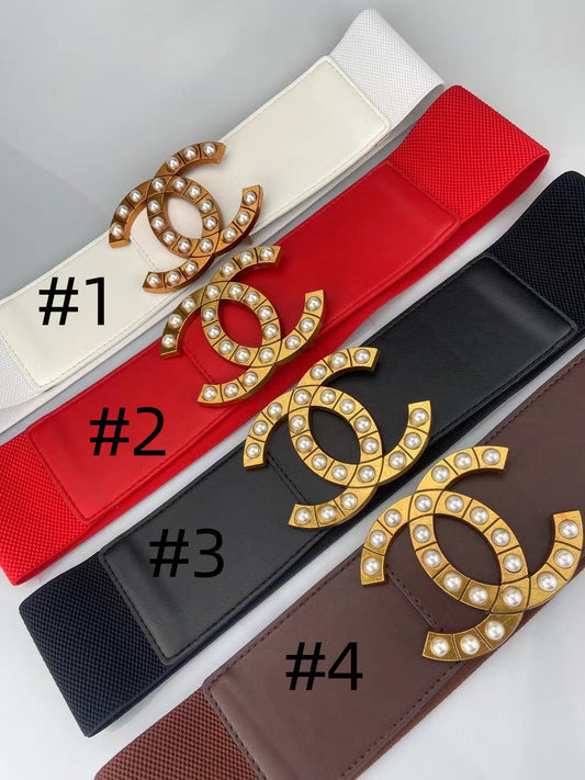 7CM elastic waistband, fashionable metal buckle dress suit jacket decoration belt