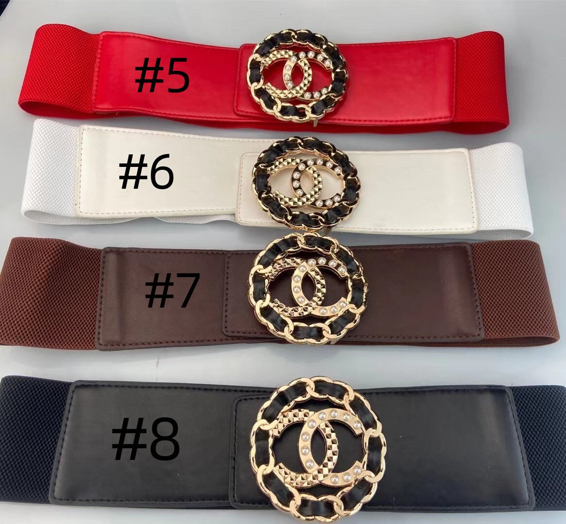7CM elastic waistband, fashionable metal buckle dress suit jacket decoration belt