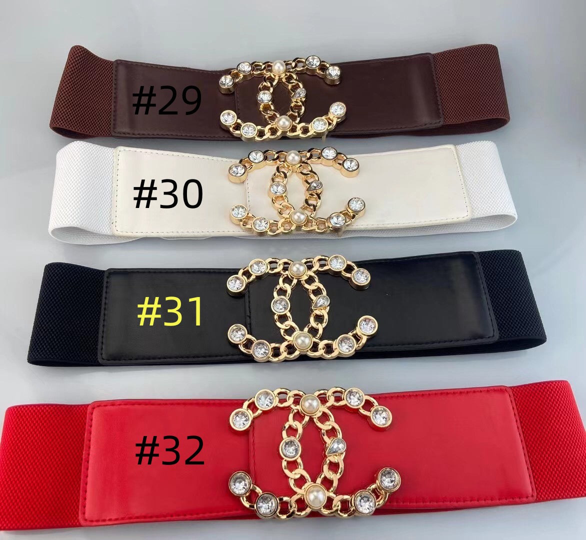 7CM elastic waistband, fashionable metal buckle dress suit jacket decoration belt