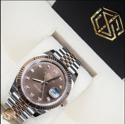 Women And Man Datejust 41 126331 Everose Chocolate Diamond Dial Jubilee Bracelet 2025 Watch