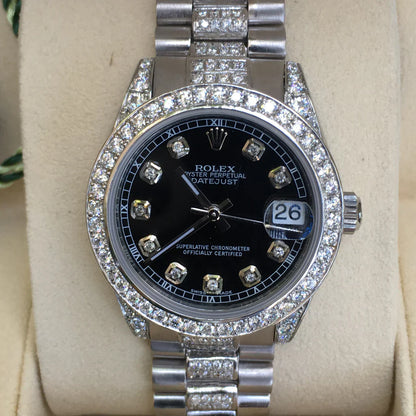 2026 Watch Datejust 31mm Midsize Stainless Steel Diamond Dial Lugs Gold Bezel