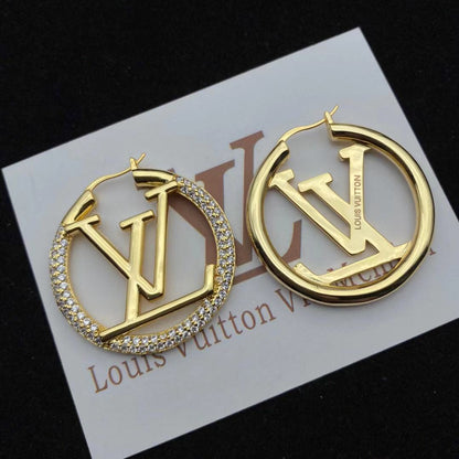 2025 Fashion Alphabet Rhinestone Round Earrings