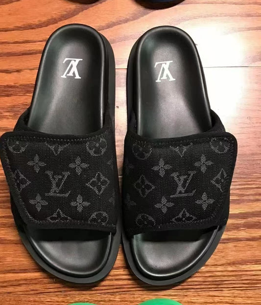 New style shoes slippers Velcro letter embossed