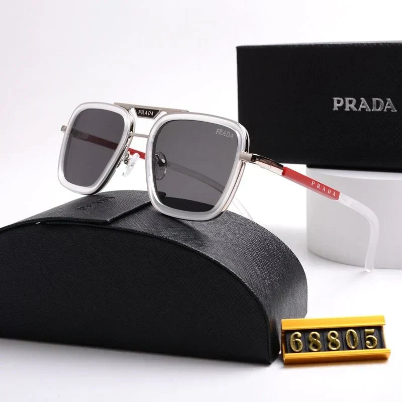 2025 Unisex Double Bridge Metal Square Sunglasses 68805