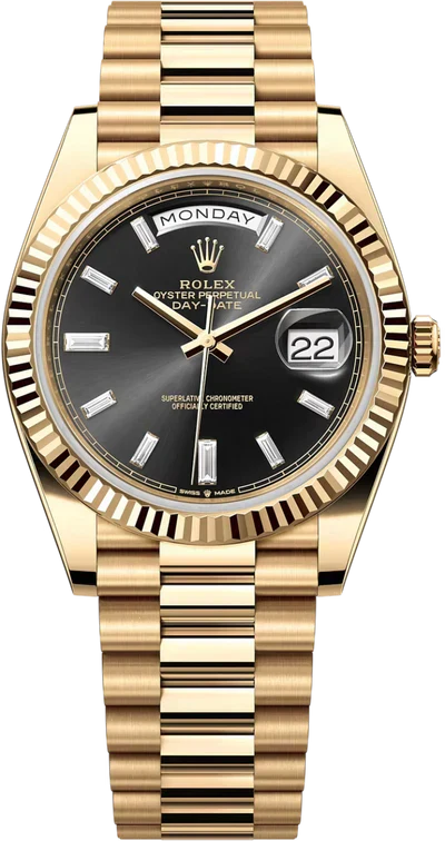 Gold President Datejust 40mm Black Diamond Rectangular Dial - 228238 - New Watch for 2025