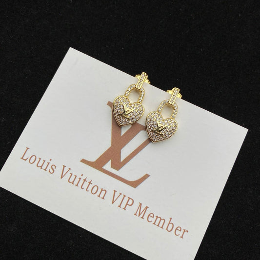 2025 Sparkling Heart Lock Diamond Earrings