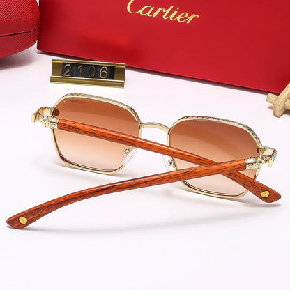 2025 Square Fashion Wooden Frame Sunglasses 2107