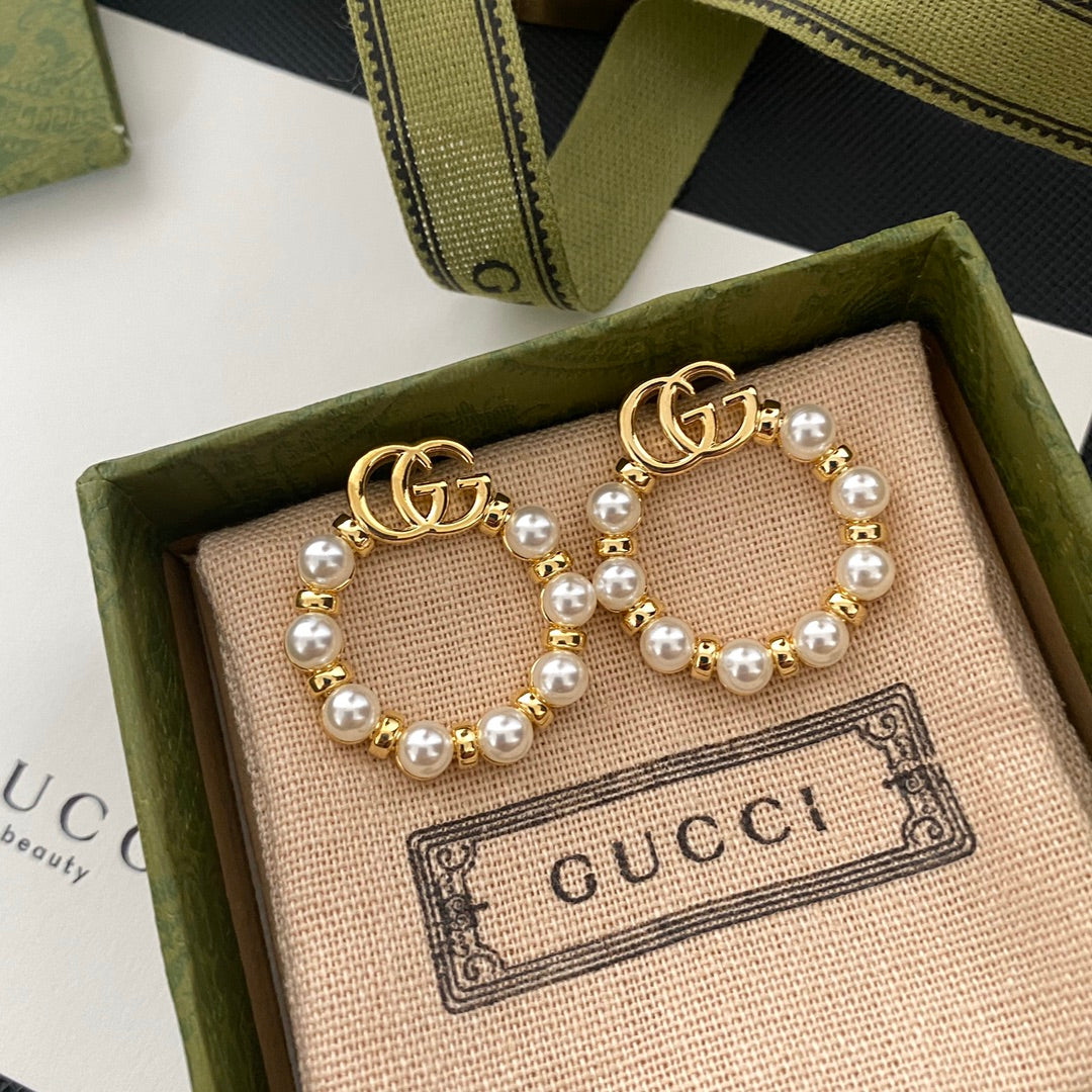 2025 Pearl Letter Hoop Earrings