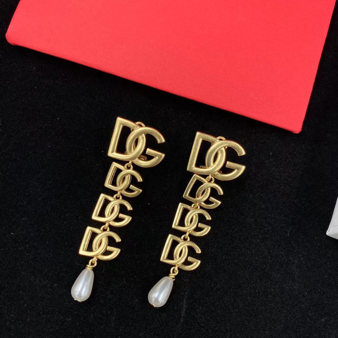 2025 Splicing Letters Pearl Drop Earrings