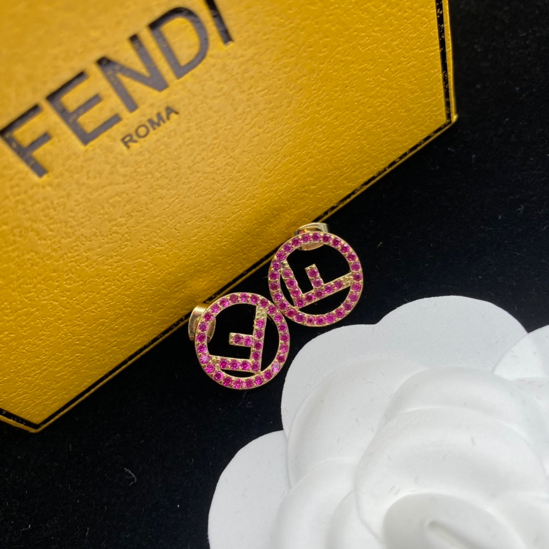 2025 Pink Diamond F Letter Earrings