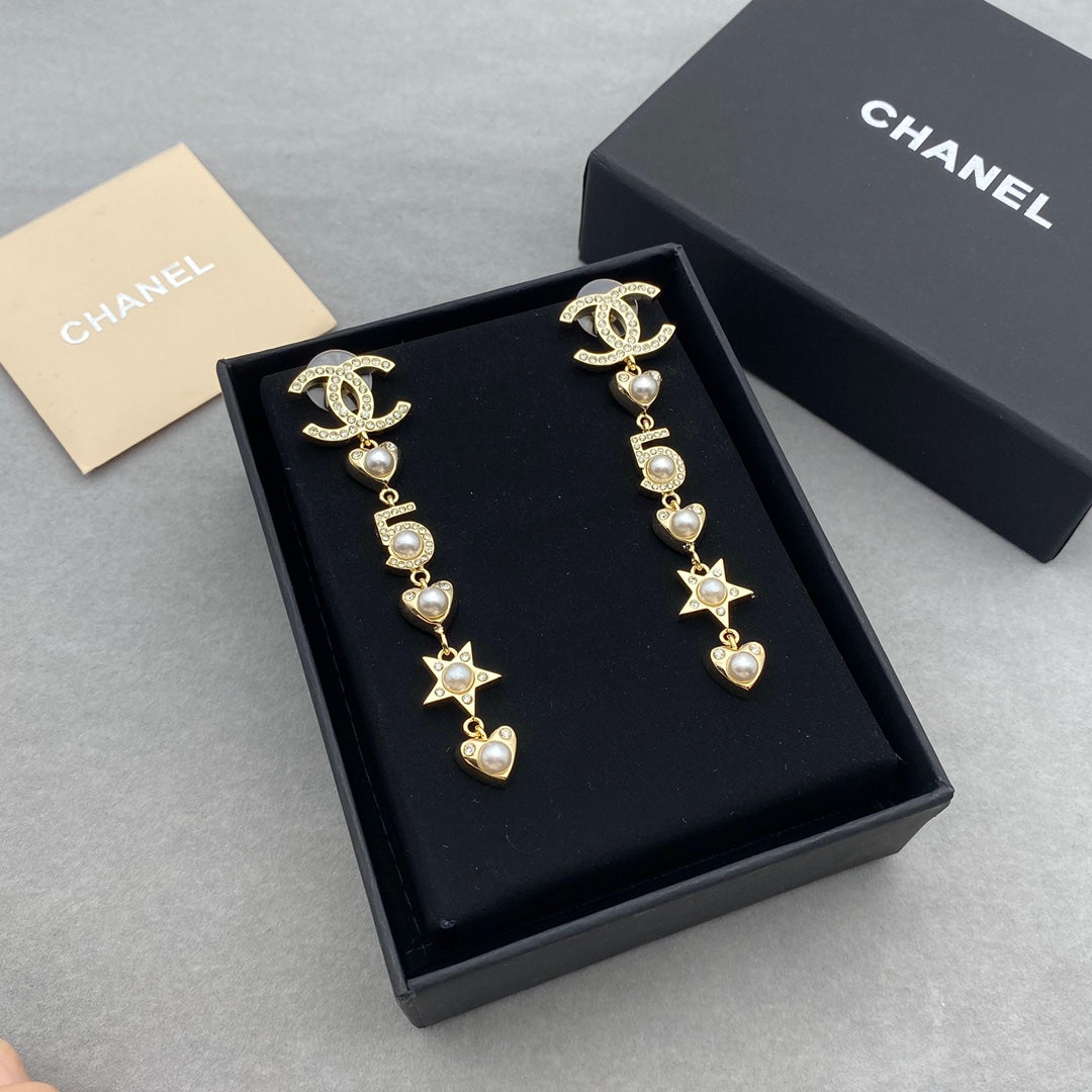 2025 Heart Star Element Pearl Earrings