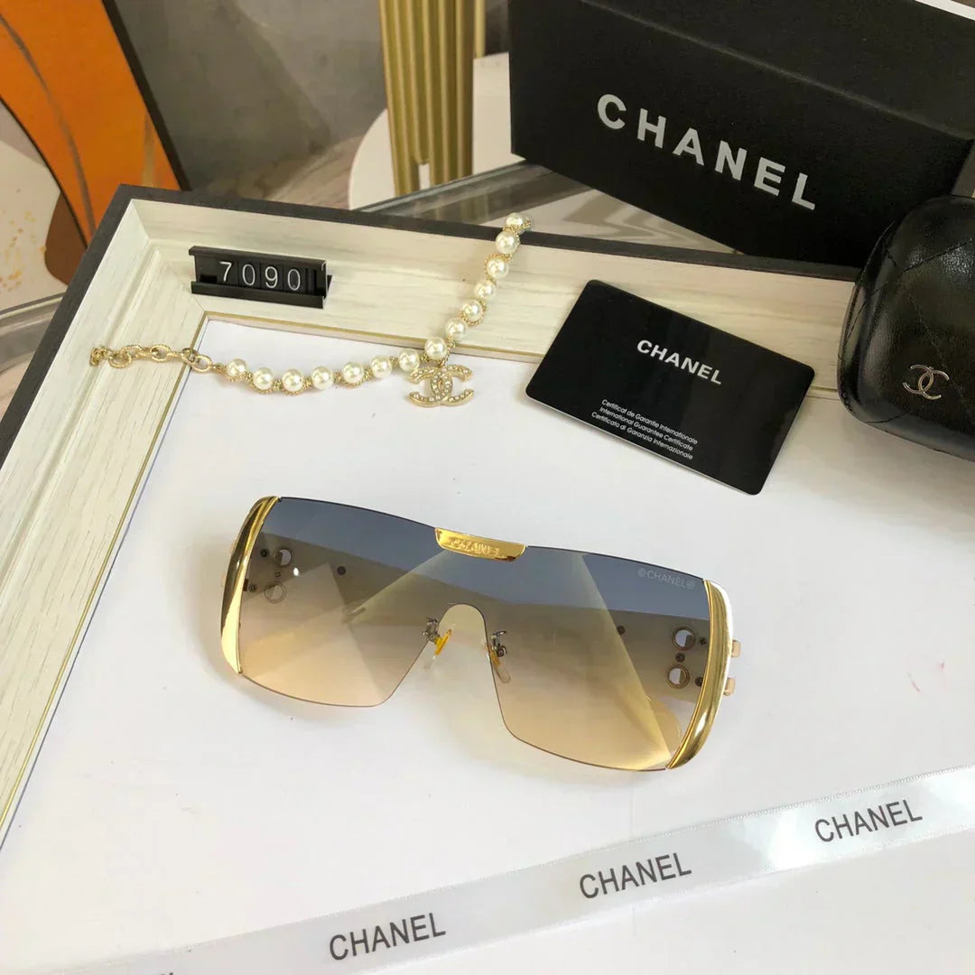 2025 Frameless trimmed large frame sunglasses