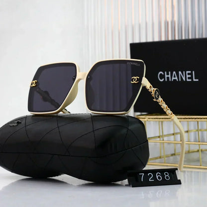 2025 Trendy large frame metal chain sunglasses