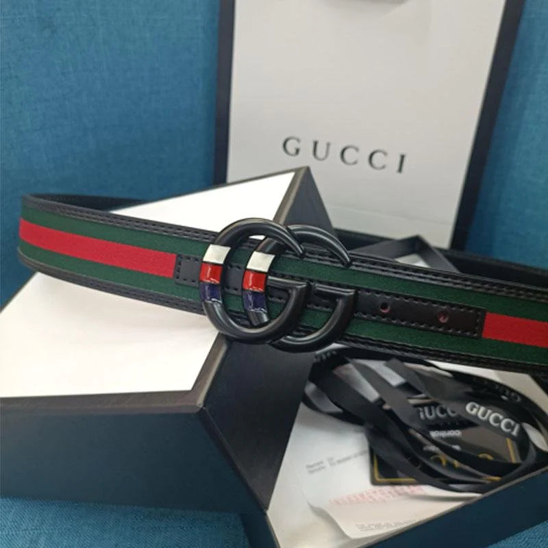 2025 4 Colors Fashion Stripe Double G Ladies Leather Belt
