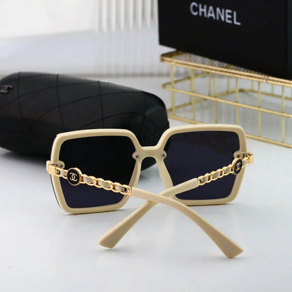 2025 Trendy large frame metal chain sunglasses