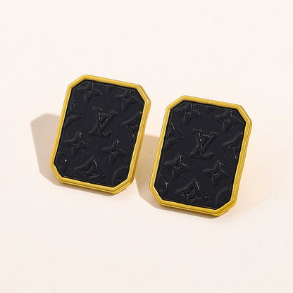 2025 6-color Monogram Embossed Earrings
