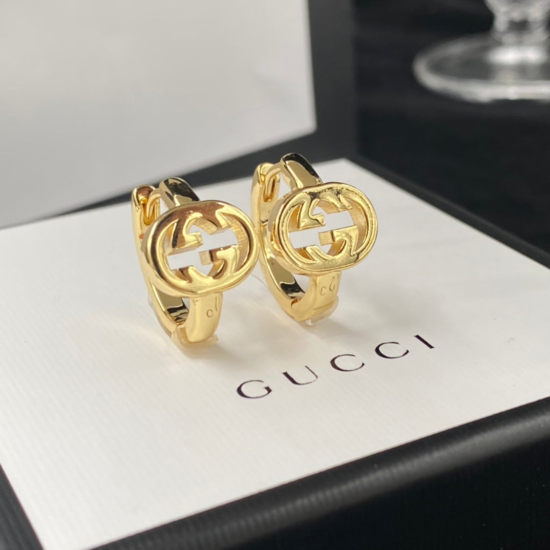2025 Simple Gold Monogram Circle Earrings