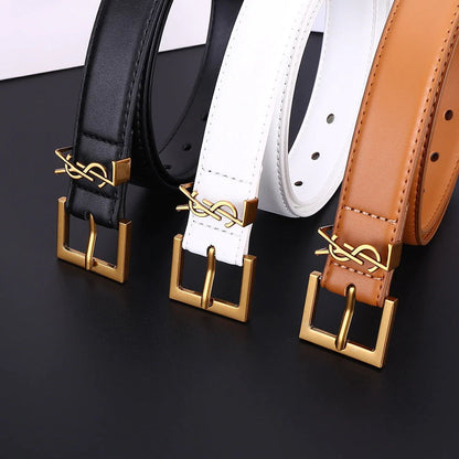 2025 3 Colors Fashion Alphabet Buckle Ladies Leather Belt