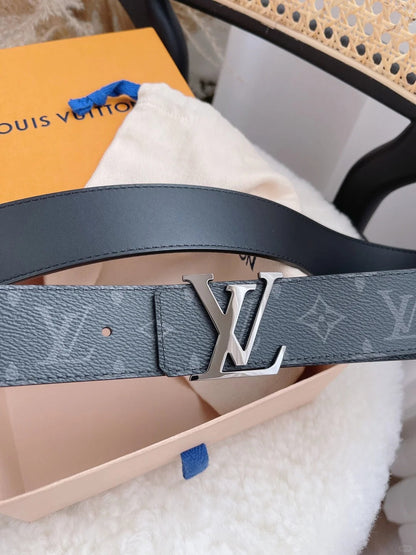 2025 Classic black monogram silver buckle belt
