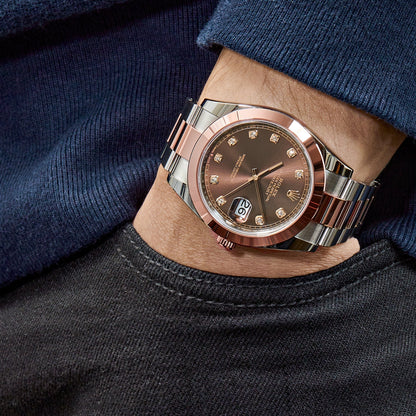 2025 Watch Datejust 126301 Rose Gold Stainless Steel Chocolate Diamond Dial (2023)