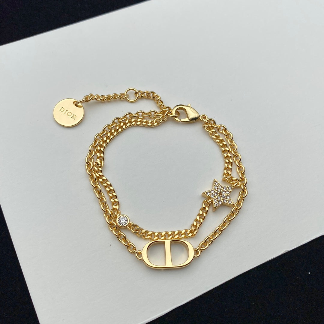 2025 Diamond Star Double Bracelet Necklace Set