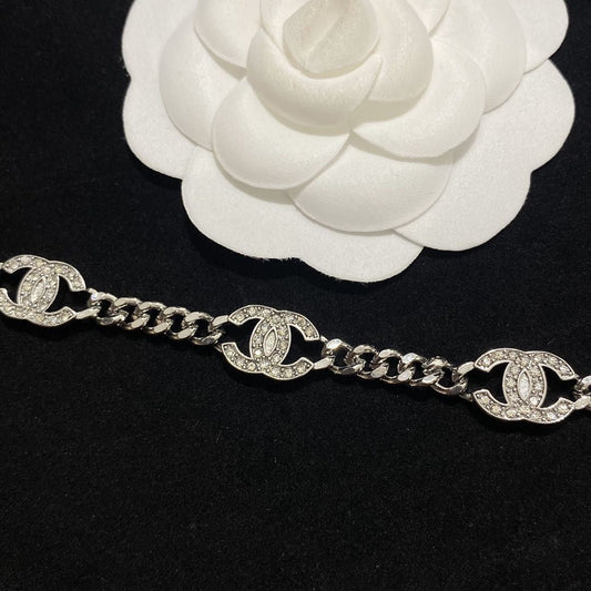 2025 Fashion Diamond Logo Bracelet & Necklace
