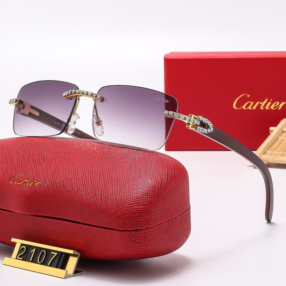 2025 Diamond Fashion Frameless Sunglasses 2107