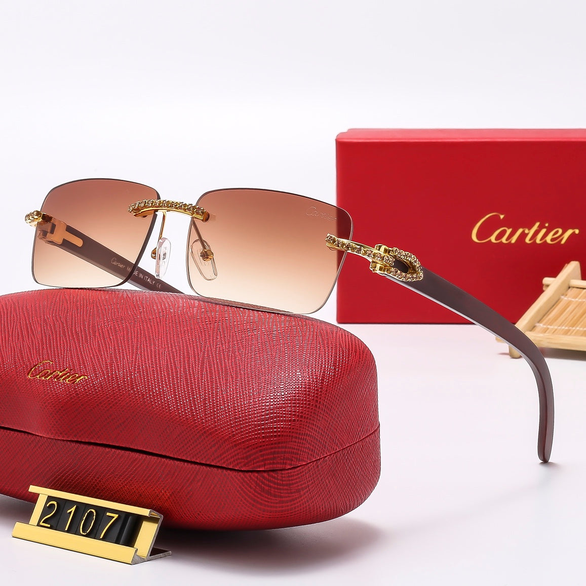 2025 Diamond Fashion Frameless Sunglasses 2107