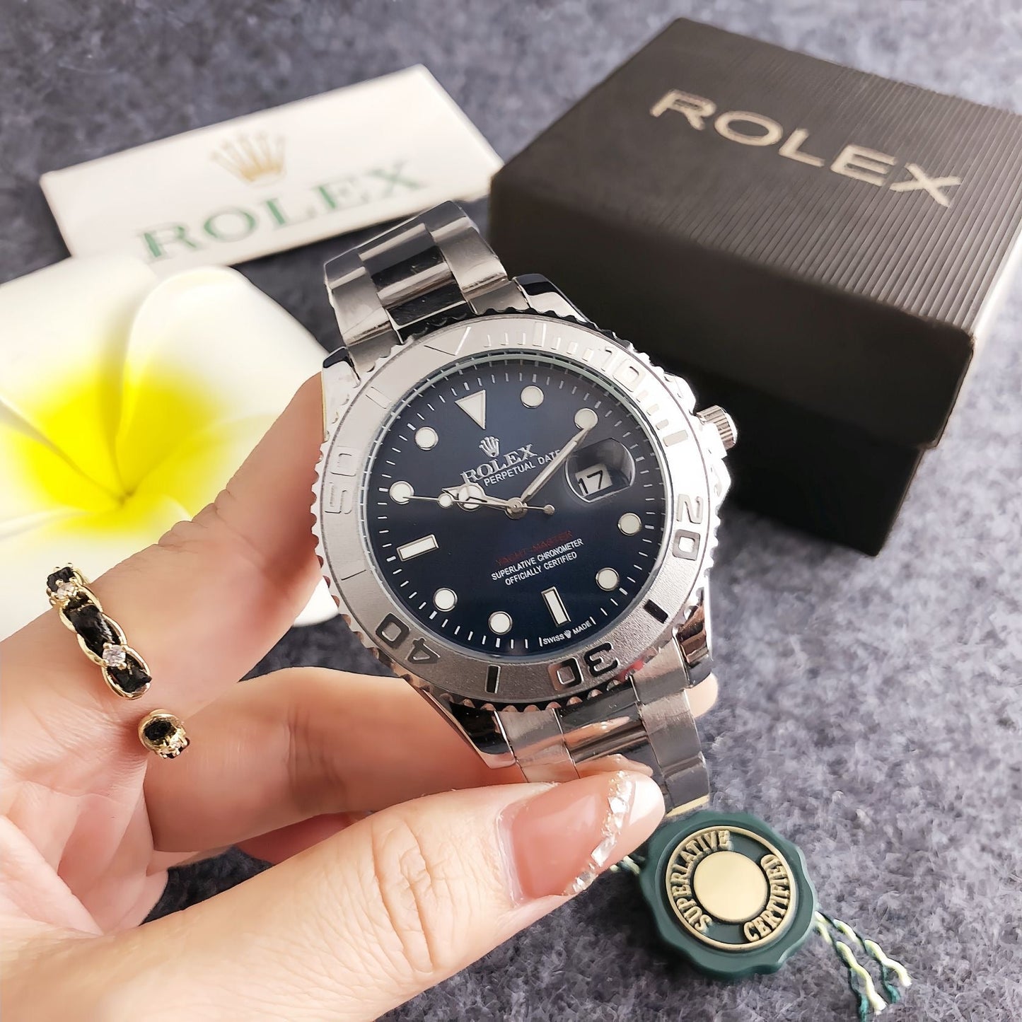 Yacht-Master 42mm titanium watch with grey dial, comes with original box and certificate.