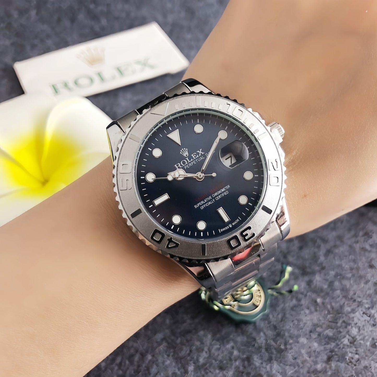 Yacht-Master 42mm titanium watch with grey dial, comes with original box and certificate.