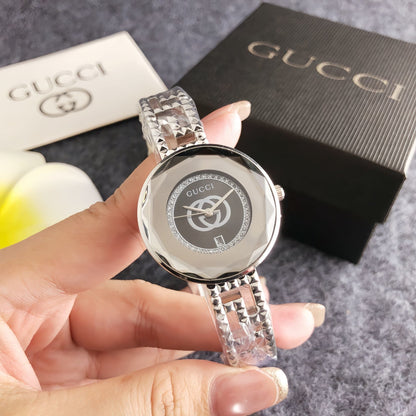 Fashionable full-brand watches, 32mm, crystal, exquisite bracelet style, steel strap, quartz luxury watch for young women and girls.